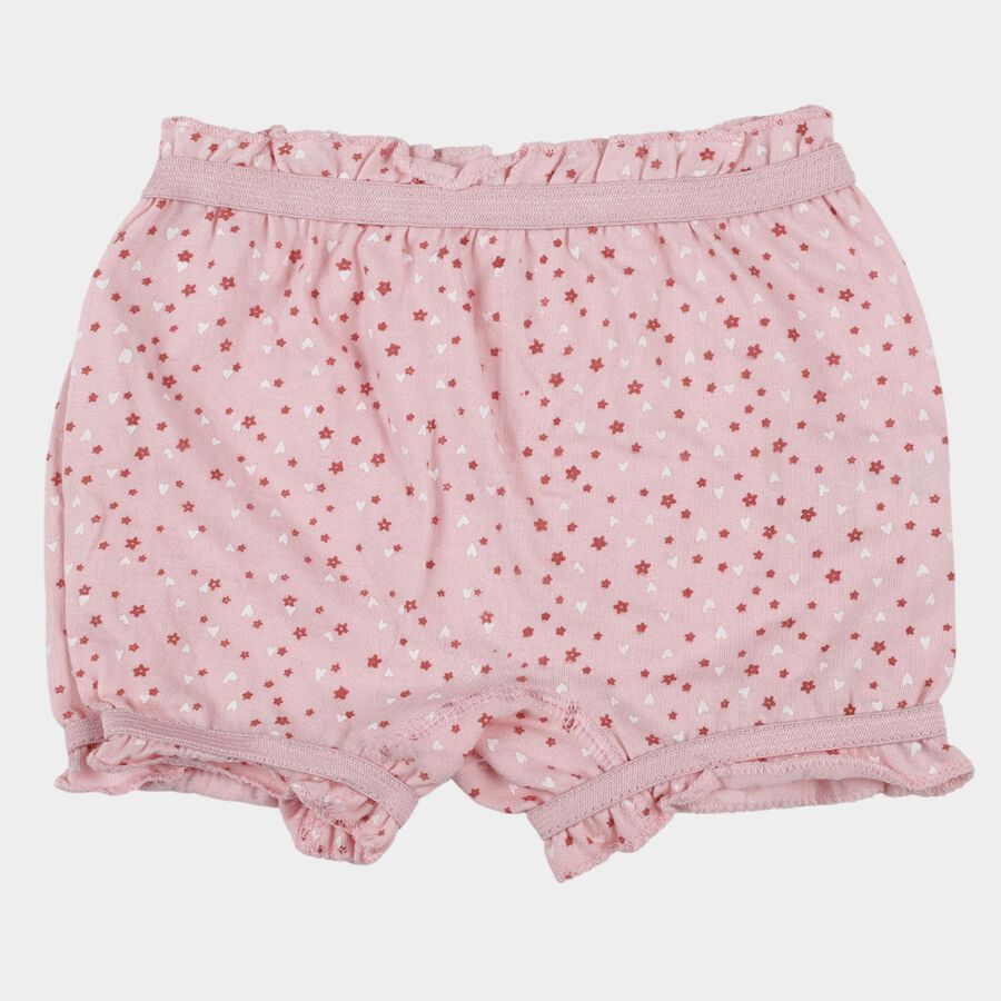 Girls' Pink Regular Fit Printed Bloomers, Light Pink, large