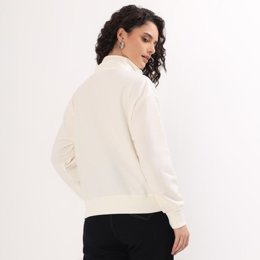 Women's Off-White High Neck Casual Sweatshirt, Off White, large image number null