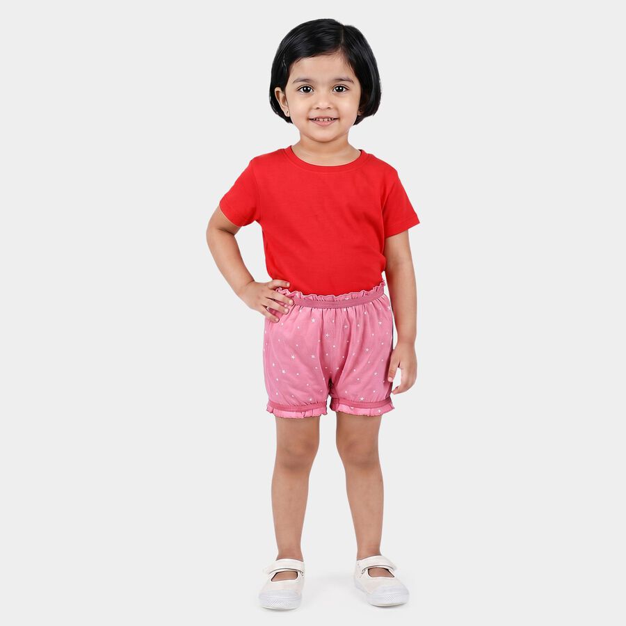 Girls Pink Regular Fit Star Printed Bloomer Shorts, गुलाबी, large