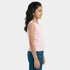 Girls Pink Round Neck Casual T-Shirt, Light Pink, small