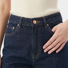Women's Navy Blue Straight Fit Washed Jeans, गहरा नीला, small
