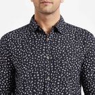 Cotton Printed Casual Shirt, Navy Blue, small image number null