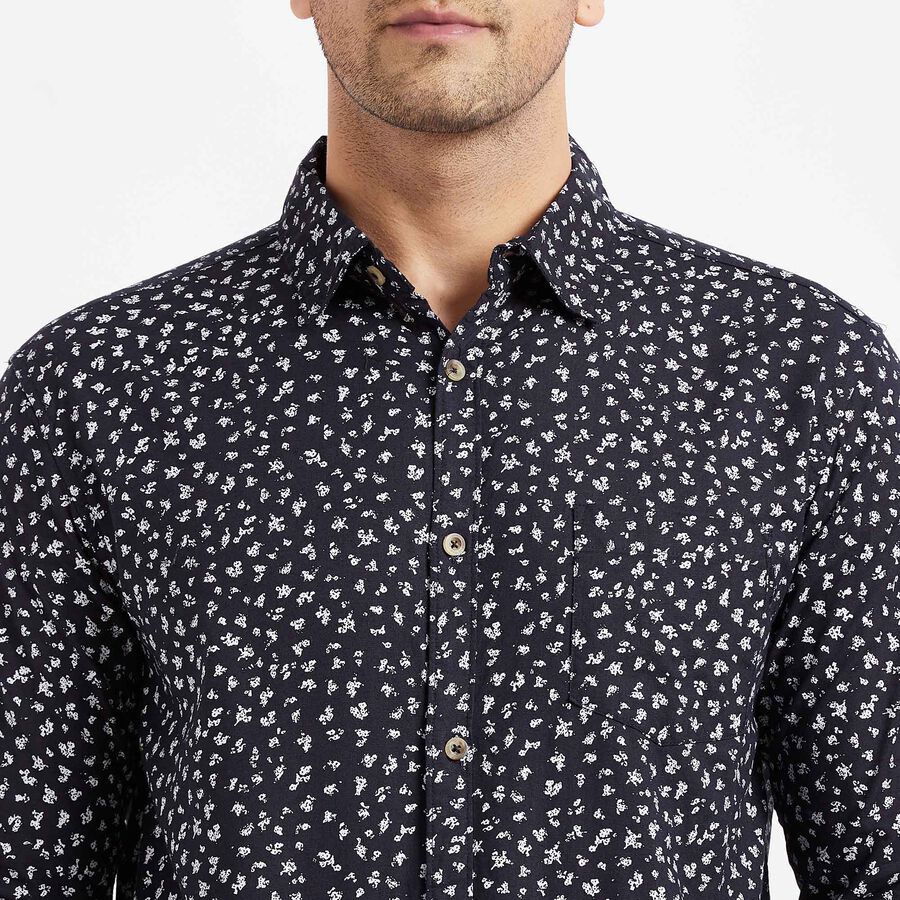 Cotton Printed Casual Shirt, Navy Blue, large image number null