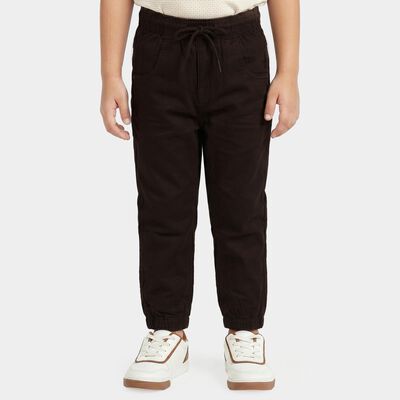 Boys Brown Regular Fit Drawstring Jogger Trousers
