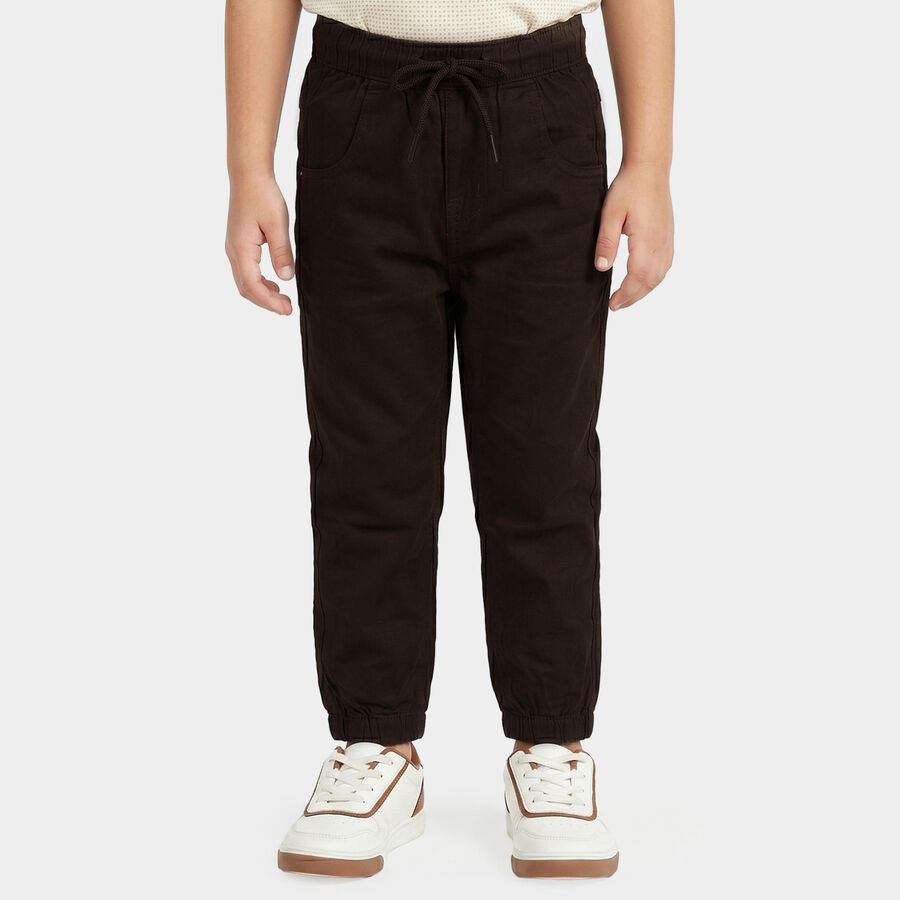 Boys Brown Regular Fit Drawstring Jogger Trousers, Brown, large
