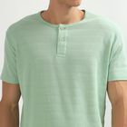 Men's Light Green Henley Neck Half Sleeve T-Shirt, Light Green, small image number null