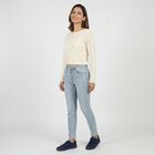 Women's White Cotton Blend Top, Off White, small