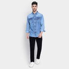 Cotton Solid Casual Shirt, Mid Blue, small image number null
