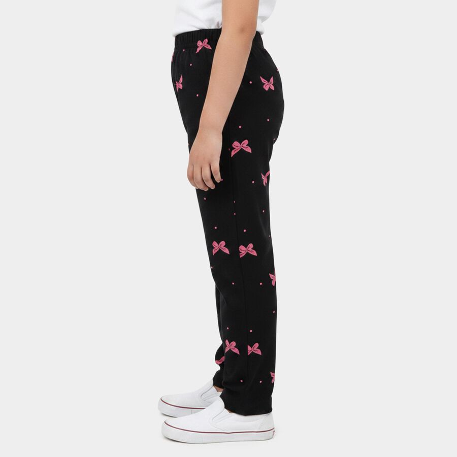 Girls Black Regular Fit Solid Pyjama, काला, large