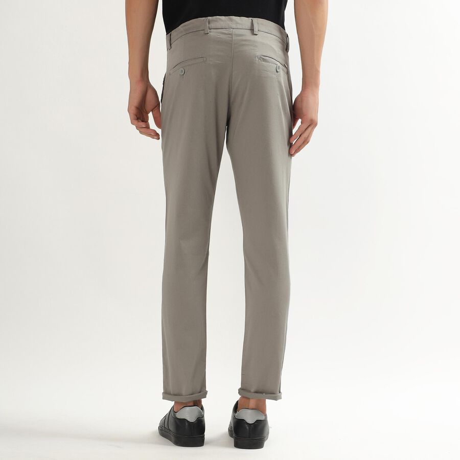 Unisex Muted Charcoal Black Skinny Fit Cross Pocket Casual Trousers, हल्का ग्रे, large image number null
