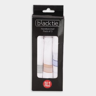 Men's Bright White Striped and Checked Pack of 3 Handkerchief