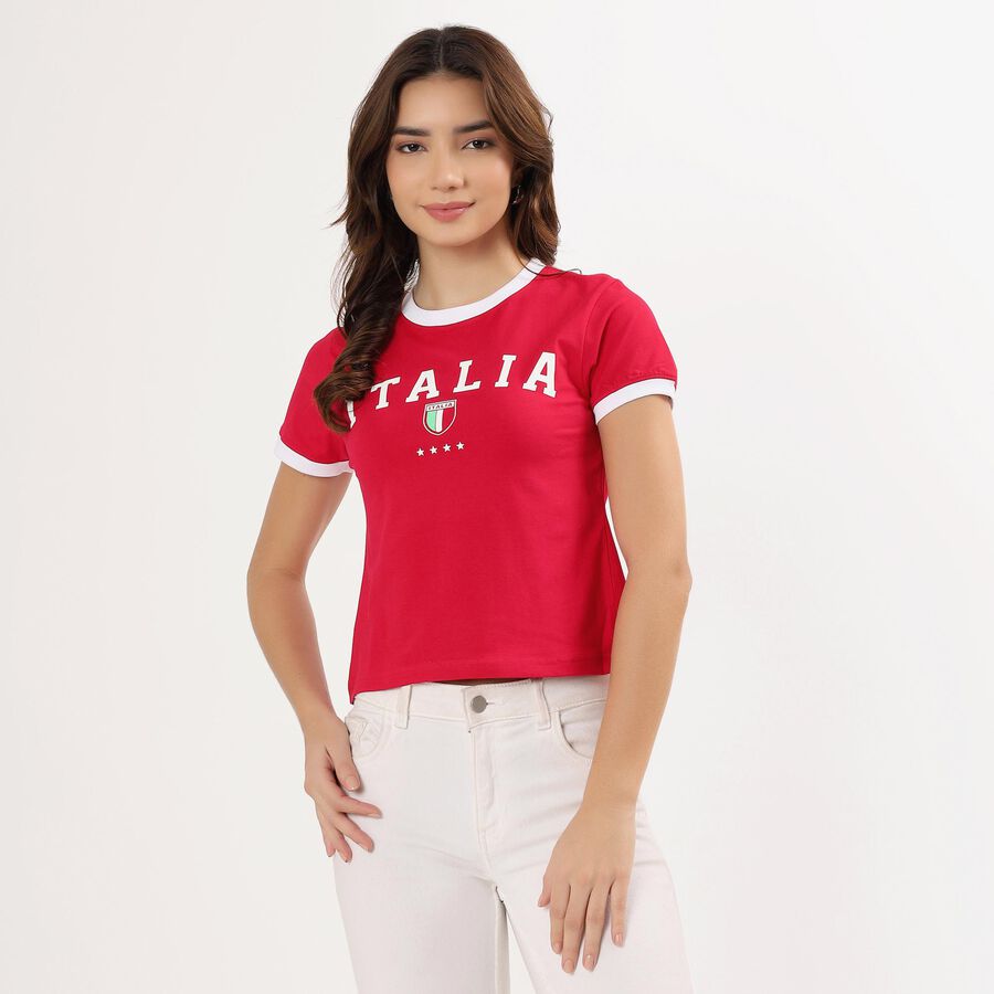 Ladies' Round Neck T-Shirt , Fuchsia, large image number null