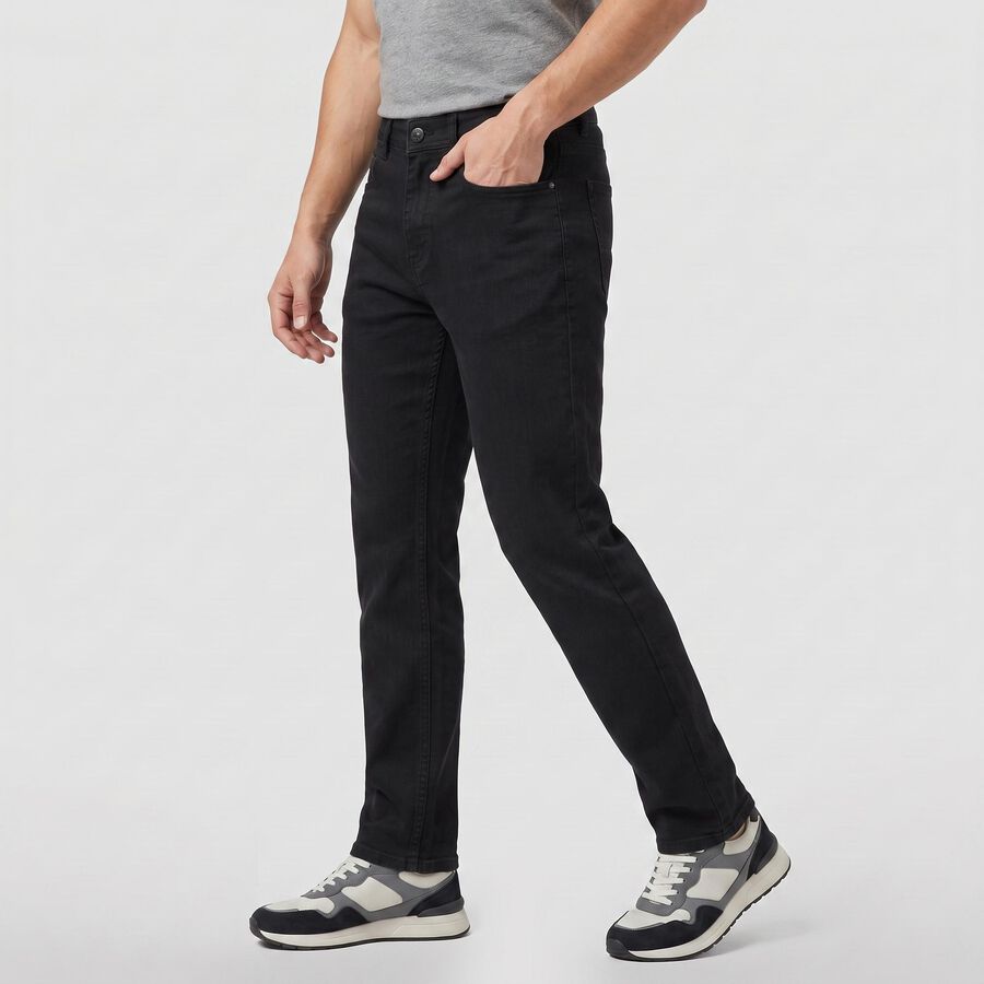Men's Black Slim Fit Jeans, काला, large