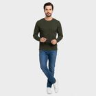 Men Olive Green Crew Neck Regular T-Shirt, Olive, small