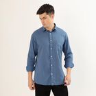 Men's Muted Steel Blue Cotton Classic Casual Shirt, Mid Blue, small image number null