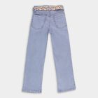 Girls' Light Powder Blue Straight Fit Floral Belt Jeans, Light Blue, small image number null