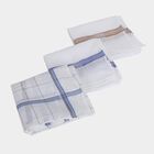 Men's White Checked Pack of 3 Handkerchief, Dark Grey, small