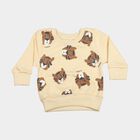 Infants' Beige Round Neck Printed Sweatshirt, Beige, small