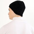 Men's Jet Black Textured Beanie Cap, Black, small image number null