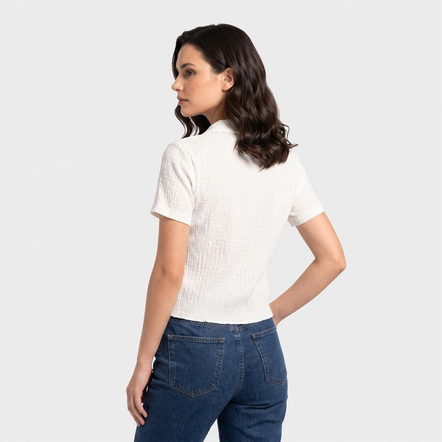 Women's Off White Collared Shirt, Off White, large