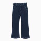 Girls' Dark Indigo Wide Leg High Waist Jeans, Light Blue, small image number null