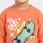 Boys' Peach Crew Neck Pullover Sweatshirt, पीच, small