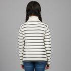Girls Black and White Turtleneck Striped Pullover, Black, small image number null