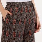 Women's Black Wide-Leg Smocked Printed Palazzos, काला, small