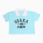 Girls Aqua Blue Cotton Polo Neck Graphic T-Shirt, Aqua, small image number null