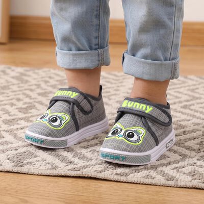 Boys' Grey Velcro Strap Sneakers
