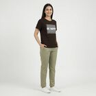 Women's Brown Round Neck Casual T-Shirt, Brown, small