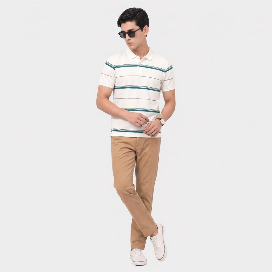 Men White Polo Neck Polo Collared Half Sleeves T-Shirt, ऑफ व्हाइट, large