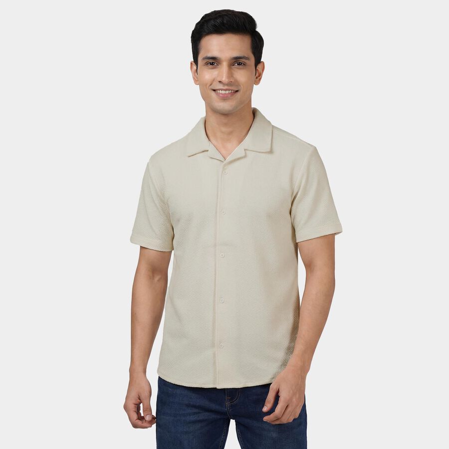 Men's White Classic Casual Shirt, White, large