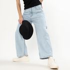 Women's Muted Steel Blue Slim Fit Cotton Jeans, हल्का नीला, small