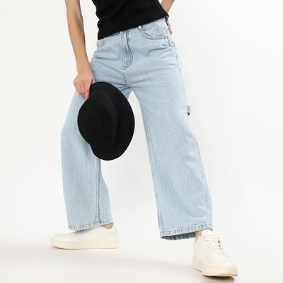 Women's Muted Steel Blue Slim Fit Cotton Jeans