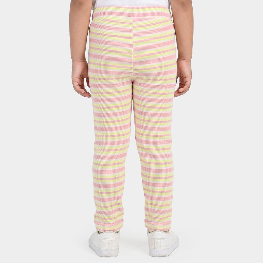 Girls' Yellow Straight Fit Striped Pyjama, पीला, large