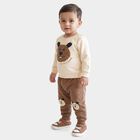 Infants' Beige Round Neck Graphic Baba Suit, Beige, small