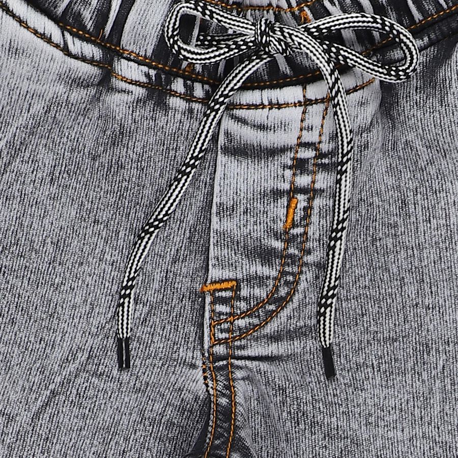 Boys' Grey Regular Fit Washed Elasticated Waist Jeans, हल्का ग्रे, large