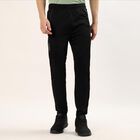 Men's Black Slim Fit Side Zip Pocket Paneled Track Pants, काला, small