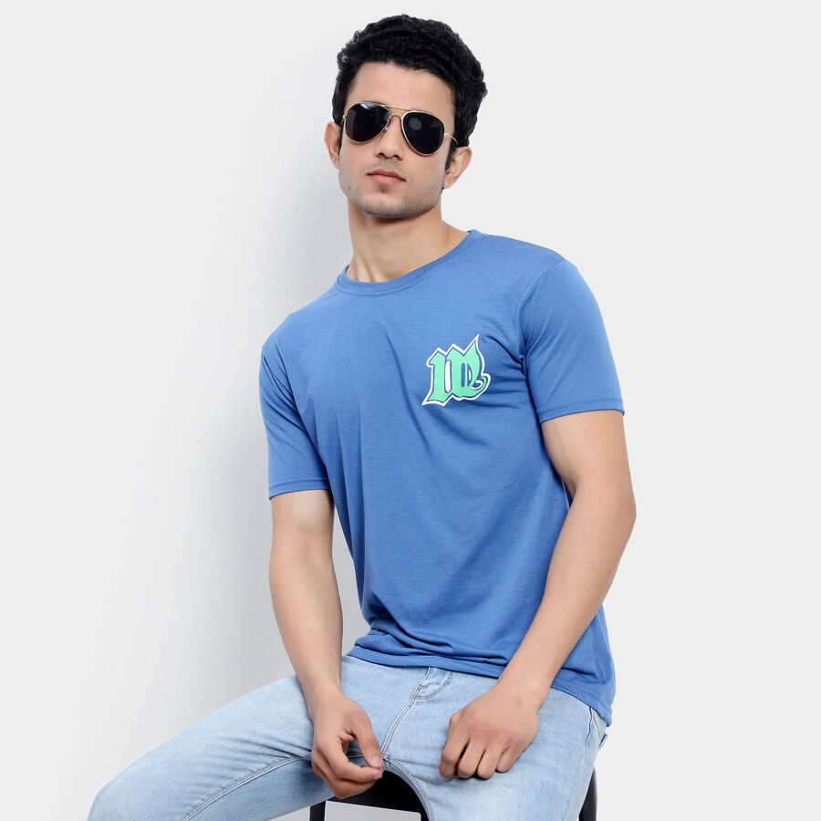 राउन्ड नेक टी-शर्ट, मध्यम नीला, large image number null