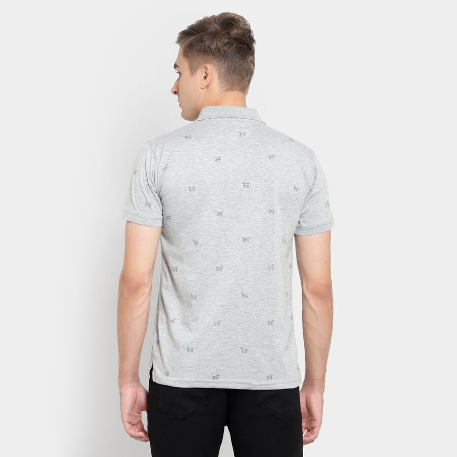 Printed Polo Shirt, Melange Light Grey, large image number null