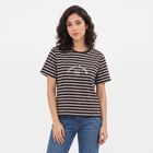 Women's Brown Round Neck Regular T-Shirt, भूरा, small