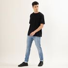 Men's Light Blue Skinny Fit Jeans, मध्यम नीला, small image number null