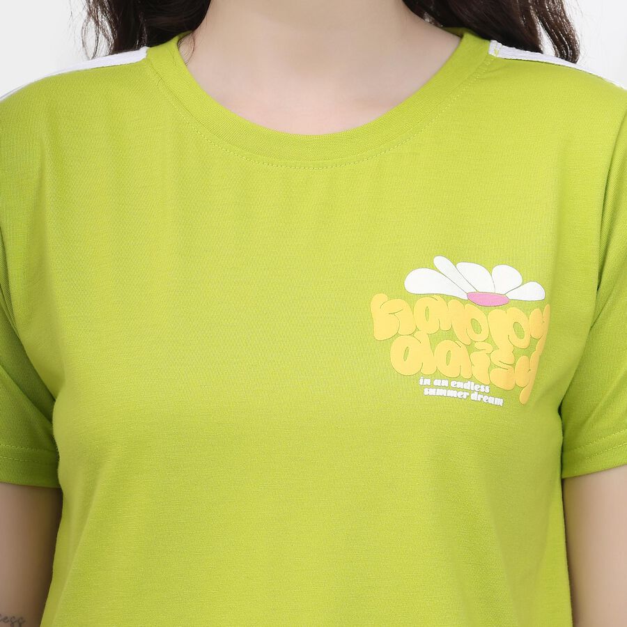 Ladies' Round Neck T-Shirt, Neon Green, large