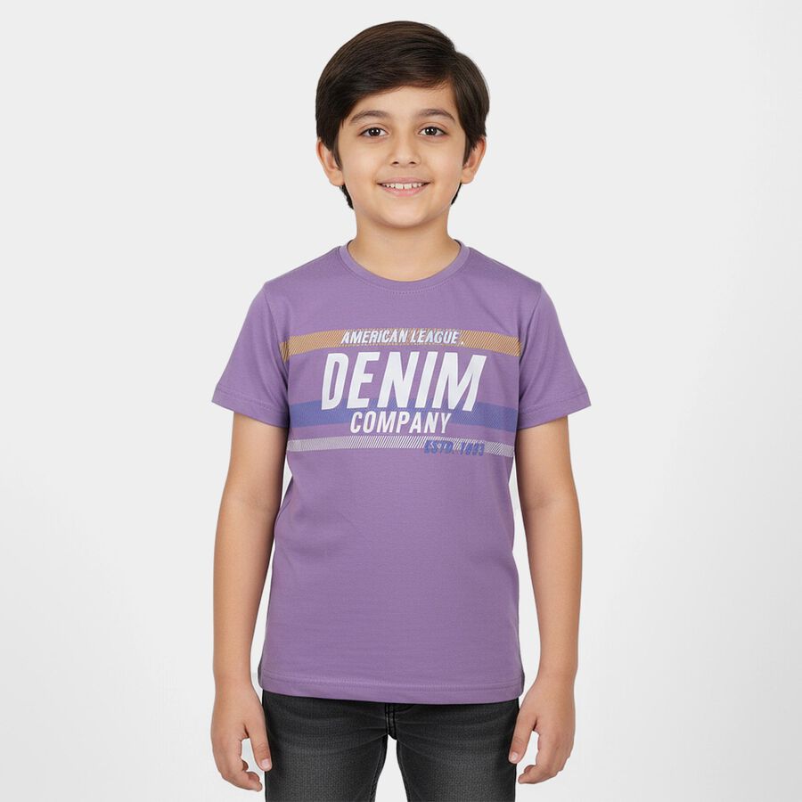Boys' Half Sleeves T-Shirt, लाइलेक, large