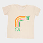 Girls Cotton T-Shirt, Beige, small image number null