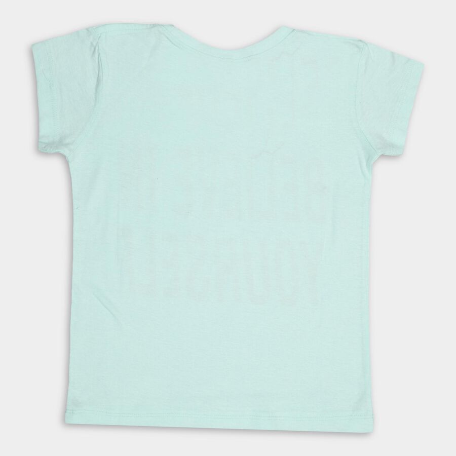 Girls' 100% Cotton T-Shirt, हल्का हरा, large image number null