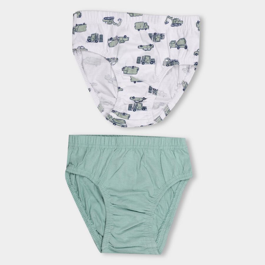 Kids' White V-Cut Briefs, Light Green, large image number null