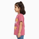 Girls Pink Cotton Round Neck Casual T-Shirt, गुलाबी, small image number null