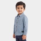 Boys' Light Blue Cotton Spread Collar Casual Shirt, मध्यम नीला, small